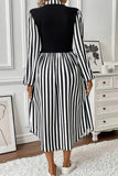 Striped Long-Sleeve Midi Dress