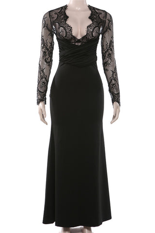 Lace Detail Evening Gown