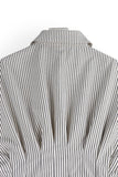 Striped Button-Up T-Shirt with Wide Sleeves