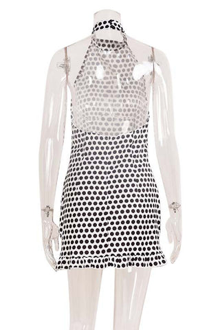 Polka Dot Halter Casual Dress