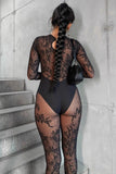 Lace Mesh Overlay Jumpsuit