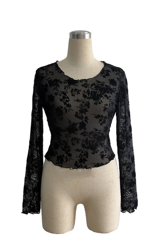 Floral Mesh Long Sleeve Top