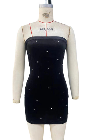 Strapless Pearl-Embellished Mini Dress