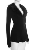 Romper with Hook Detail & Furry Collar