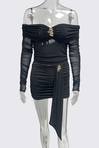 Off-Shoulder Ruched Mini Dress