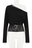 One-Shoulder Lace Detail T-Shirt