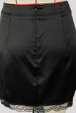 Lace Trim Satin Mini Skirt
