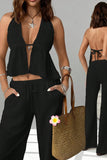 Halter Top and Wide-Leg Pants Set