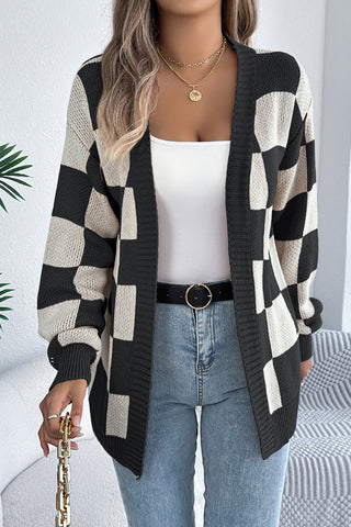 Oversized Checkered Cardigan