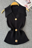 Button-Front Ribbed Top