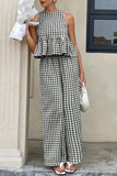 Gingham Peplum Pants Set