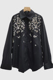 Embellished Floral Button-Up Blouse