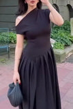 One-Shoulder Flared Casual Dress
