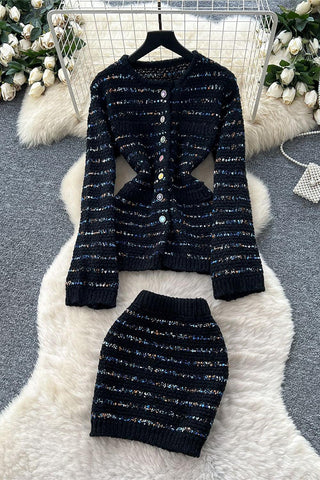 Charming Button-Front Skirt Set