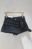 Belted High-Waist Casual Shorts