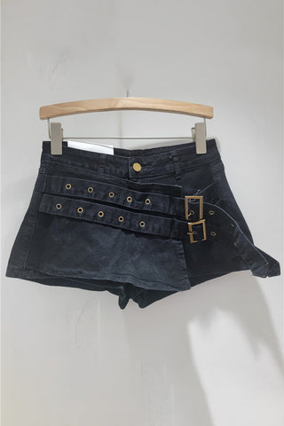 Belted High-Waist Casual Shorts