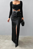 Elegant High-Slit Maxi Skirt