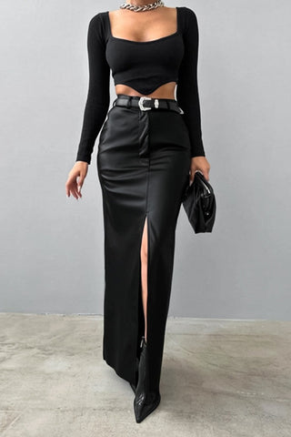 Elegant High-Slit Maxi Skirt