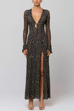 Polka Dot Maxi Dress with Front Slit