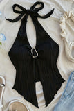 Tie-Neck Tank with Statement Hem