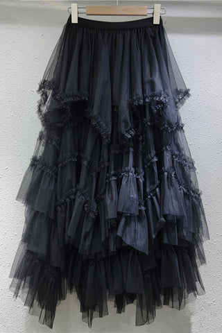 Layered Ruffle Maxi Skirt