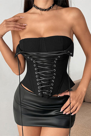 Lace-Up Corset Tank Top