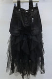 Denim Suspender Maxi Skirt