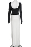 Elegant Ruched Two-Tone Maxi Dress