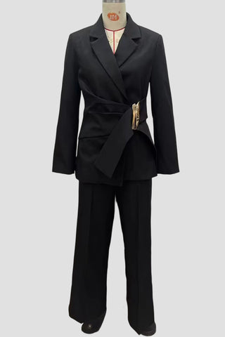 Elegant Belted Blazer Set