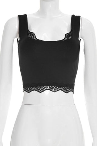 Lace-Trim Cropped Tank