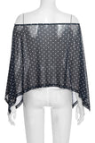 Off-Shoulder Polka Dot Sheer Blouse