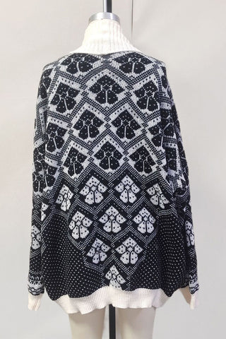 Button-Front Patterned Cardigan