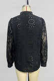 Lace Button-Front Blouse