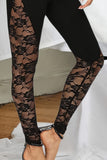 Lace Insert High-Waisted Casual Pants