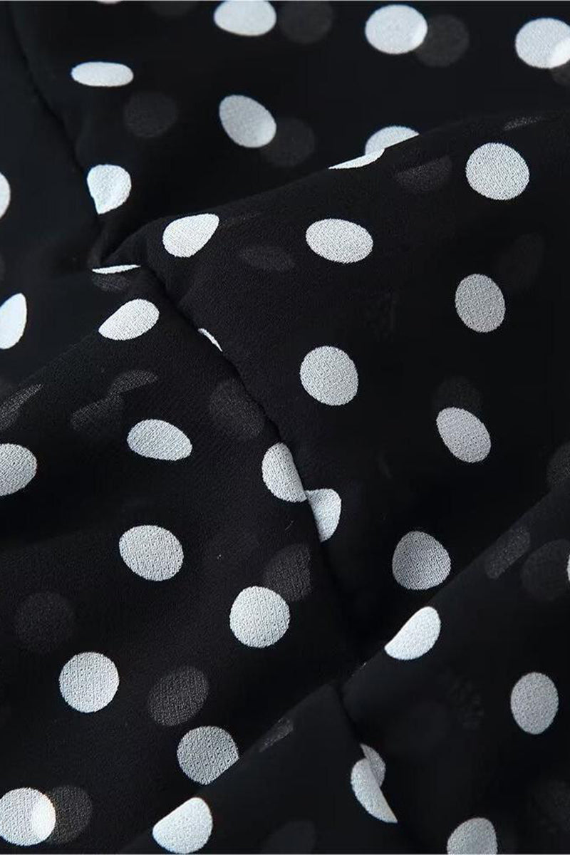 Polka Dot Casual Dress with Scarf