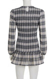 Plaid Ruffle Hem Casual Dress