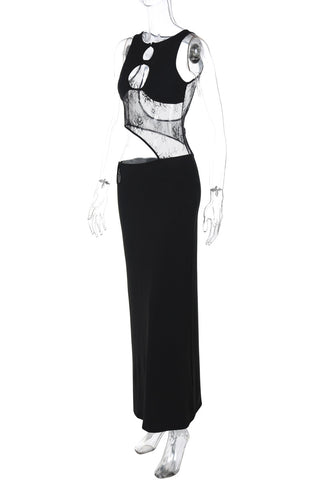 Elegant Cutout Lace Evening Dress