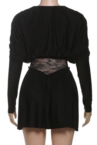 Lace-Accent Casual Dress