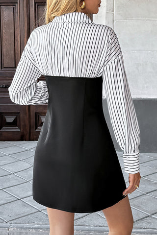 Contrast Collar Layered Mini Dress