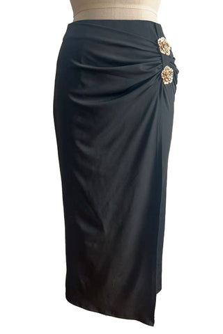 Flattering Ruched Skirt with Floral Accents