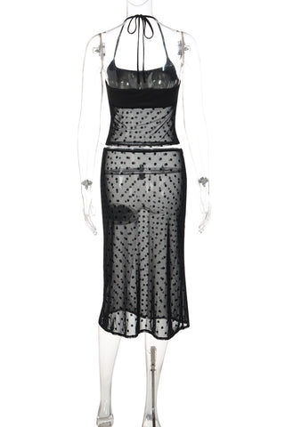 Dotted Mesh Skirt Set