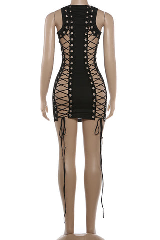 Cut-Out Mini Dress with Drawstring Detail