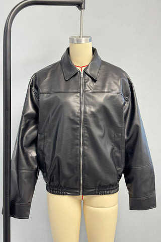 Zip-Front Classic Leather Jacket