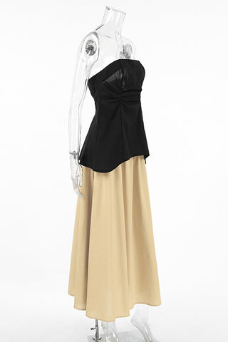 Strapless Asymmetric Top & Skirt Set