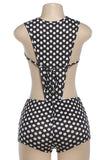 Polka Dot Romper with Cutout Design