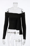Off-Shoulder Tie-Knot T-Shirt