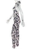Patterned High-Neck Jumpsuit