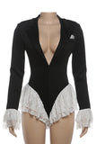 Lace-Trim Tailored Romper