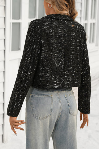 Chic Crop Denim Jacket with Button Detailing