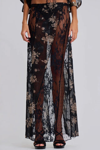 Floral Sheer Maxi Skirt